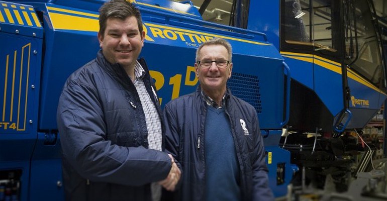 Tobias Johansson (left) has been appointed as new CEO of Rottne Industri taking over from Rolf Andersson who will remain within the company (photo courtesy Rottne Industri).
