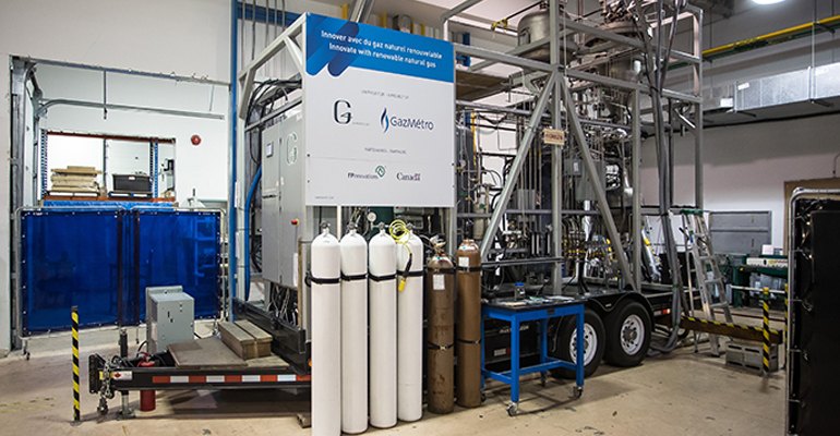 Gaz Métro, the largest natural gas distribution company in Québec, Canada has been conducting a demonstration project aimed at converting forestry biomass into second-generation renewable natural gas (photo courtesy Gaz Métro).