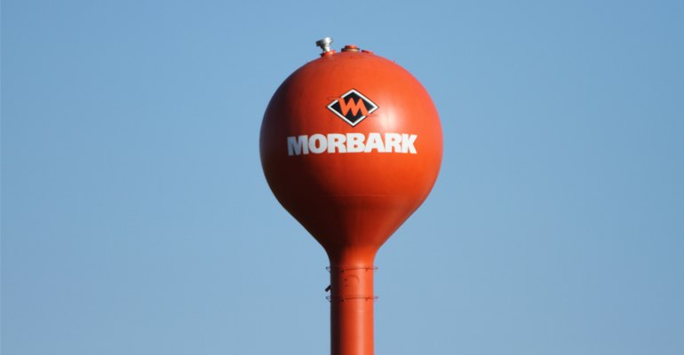 Morbark water tower at its facilities in Winn, Michigan.