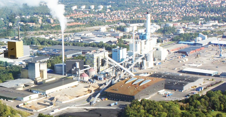 Photo rendering showing the siting of Mälarenergi's planned biomass-fired CHP at its Västerås facility (photo courtesy Scheiwiller Svensson Arkitektkontor AB).