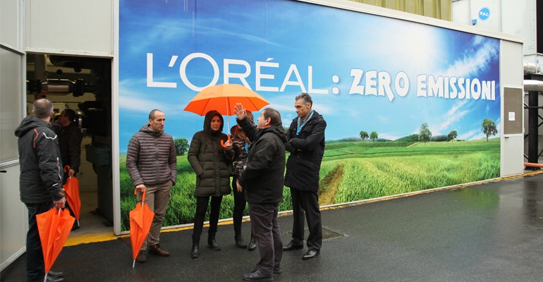 Zero fossil carbon dioxide emissions at L'Oréal Italy Settimo Torinese plant.