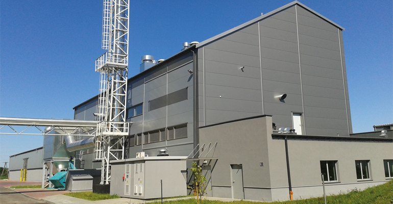 Miejskie Przedsiębiorstwo Energetyki Cieplnej w Lęborku Sp. z o.o. (MPEC) new 7 MW biomass CHP in Lębork, Poland (photo courtesy Polytechnik).