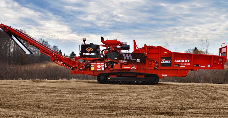 The 3400XT is available with either Strickland or CAT undercarriage options. While the first unit built is a tracked unit, this model can be manufactured in a trailer or stationary unit as well (photo courtesy Morbark).