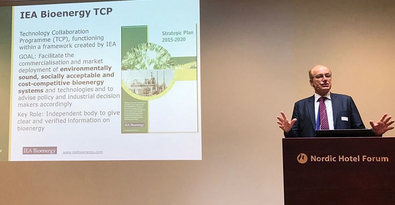 Kees Kwant. Chair of the IEA Bioenergy TCP addressed participants at the "Bioenergy for the Future" workshop held in Tallinn, Estonia on April 13 (photo courtesy IEA).