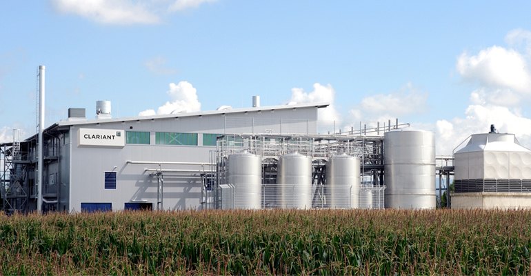 Clariant's pre-commercial sunliquid demonstration plant in Straubing, Germany. The technology offers a completely integrated process design built on established process technology. Innovative technology features include the integrated production of feedstock and process specific enzymes and simultaneous C5 and C6 fermentation (photo courtesy Clariant).