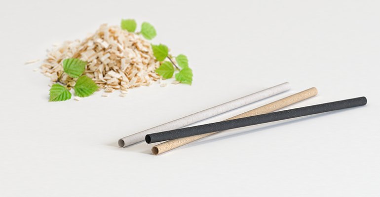 Stora Enso and Sulapac have developed a renewable, sustainable and biodegradable straw designed to replace plastic drinking straws. Industrial-scale production is possible in existing extrusion lines and the duo anticipates having biocomposite straws commercially available in Q2 2019 (photo courtesy Marjo Noukka / Sulapac). 