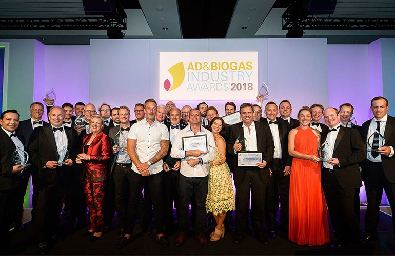 Winners at the 2018 AD & Biogas Industry Awards (photo courtesy Tom Horton).