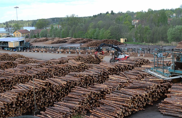 Sawlog quality and dimension scaling at a Swedish sawmill logyard.
