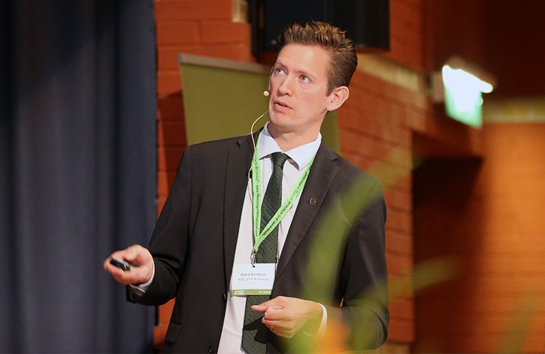 Patrik Klintbom, RISE Research Institutes of Sweden, Chair of ETIP Bioenergy Steering Committee, here seen presenting during Svebio's 2018 Advanced Biofuels Conference in Gothenburg, Sweden.