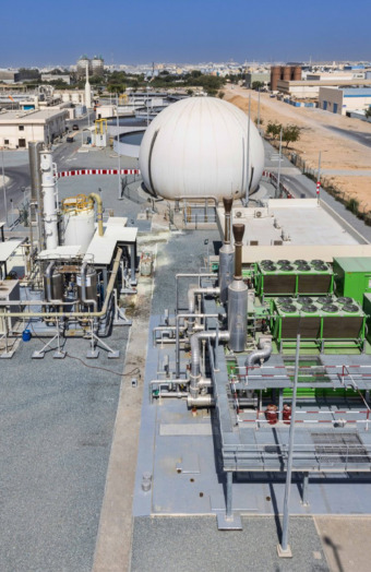 Aerial view of Al Jurf wastewater treatment plant and the new sludge-to-energy unit