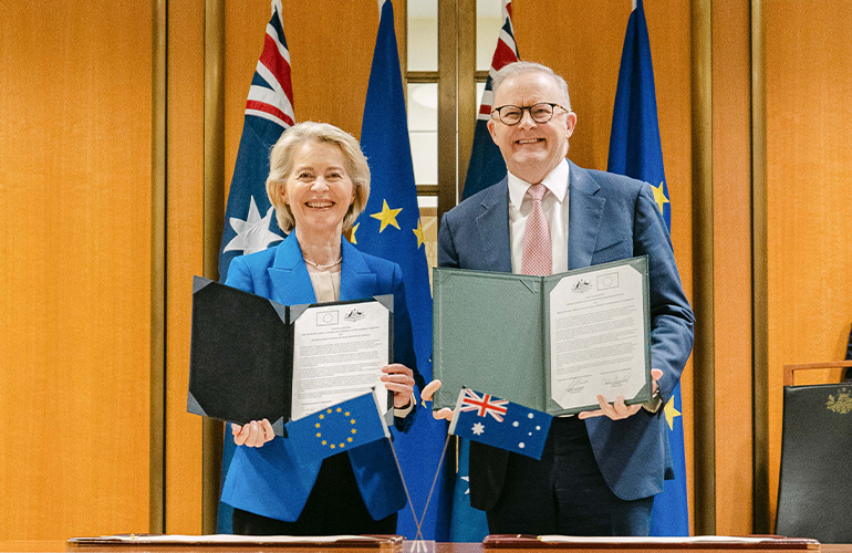 Australia and EU strengthen relations with new bilateral trade and security deals